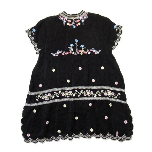 NWT Johnny Was Viola Tunic in Black Floral Embroidered Henley Blouse Top S $285 - Picture 7 of 7